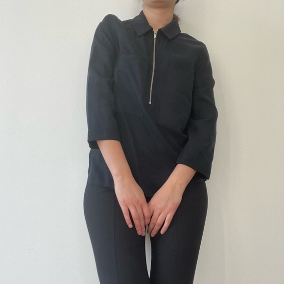 NWT  COS NAVY ZIP FRONT BLOUSE - 2 - Picture 7 of 11